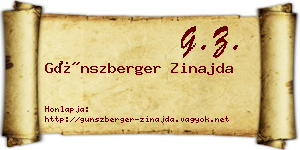 Günszberger Zinajda névjegykártya